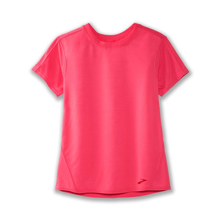 Brooks DISTANCE Short Sleeve Running Shirt Womens Online - Fluoro Pink (AFX986342)